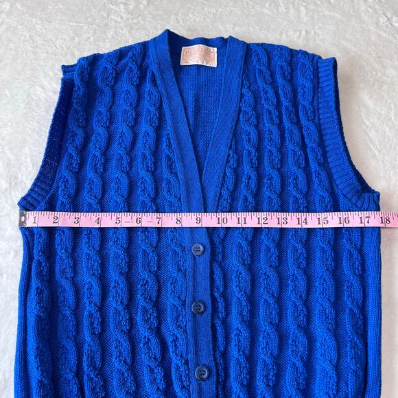 Pendleton Vintage Royal Blue Wool Cable Knit Sweater Vest Women's SZ Medium USA - Picture 3 of 7